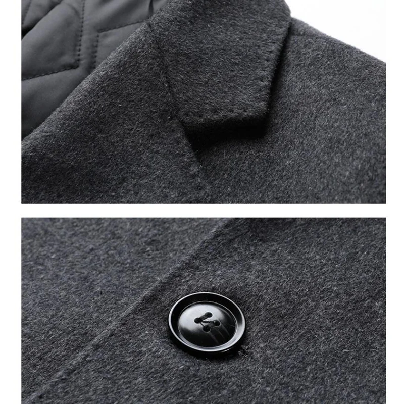 

2019 2019 Autumn Winter Male brand Boutique Man Overcoat business Woolen Jackets senior Leisure business men Loose coat S-4XL