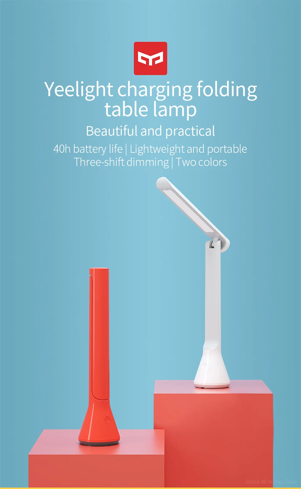 Xiaomi Mijia YEELIGHT Yeelight Складная заряжаемая настольная лампа светодиодный портативный стол для обучения стол в общежитие освещения