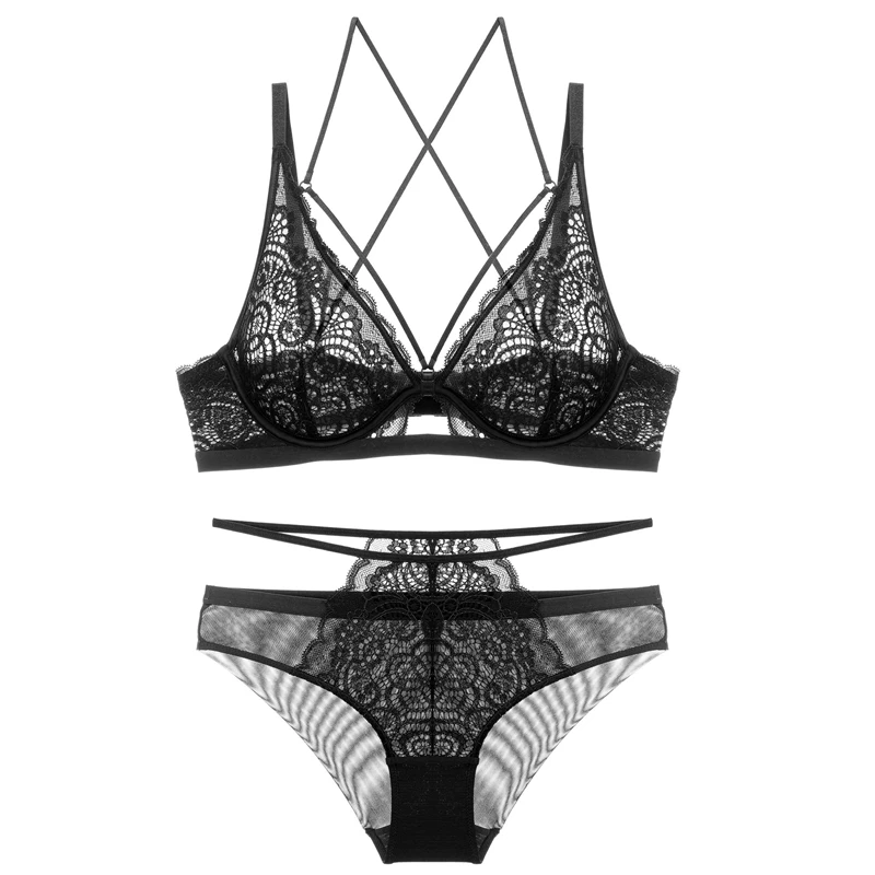 

Woman sexy, charming, sexy, ultra-thin lace bra, cross back, beautiful back, comfortable breathable bra, bra set WT115