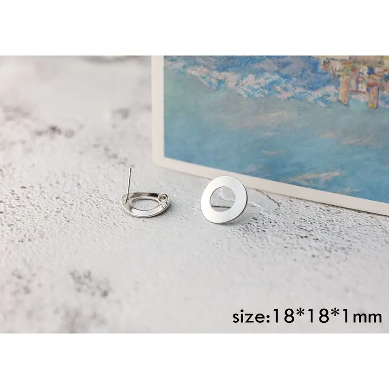 2 Color-protected copper Stud earring DIY Jewelry accessories handmade material ring square curved oval large geometry 6pcs - Цвет: 2