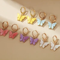 korean fashion multicolor acrylic butterfly shape dangle drop earring for woman girl party cute best friends valentines day