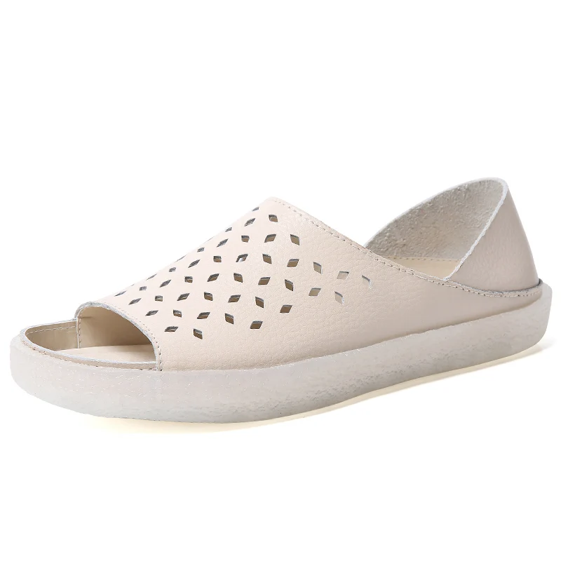 O16U/летние женские туфли на плоской подошве балетки из натуральной кожи с