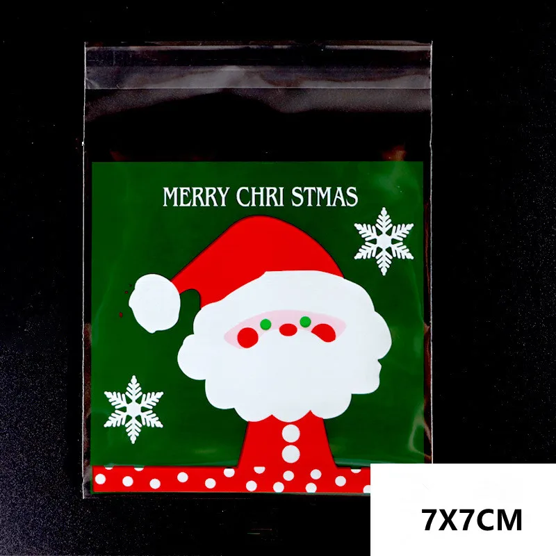 100PCS Christmas Cookie Candy Dragee Package Diy Self Adhesive OPP Gifts Bag New Year Noel Decorations for Home Baking Supply | Дом и сад