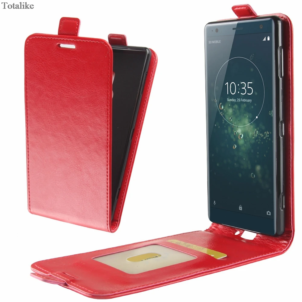

Business Style leather phone case for Sony Xperia XZ2 Compact XZ3 vertical flip Cover Card Slots Protective Phone Case