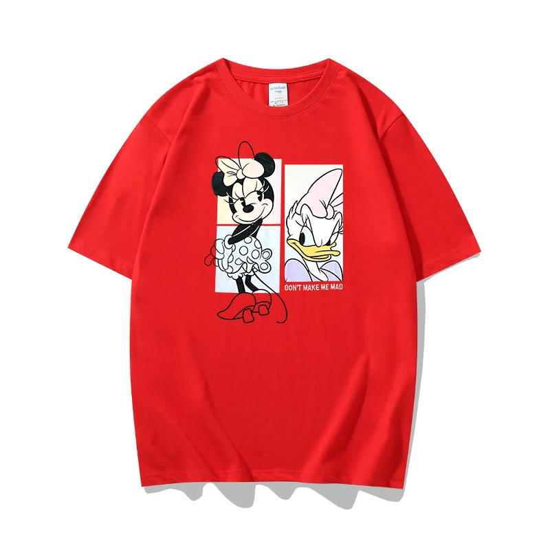 

Disney summer trendy leisure round collar bottom shirt mini sweet cartoon print loose cotton short-sleeved T-shirt