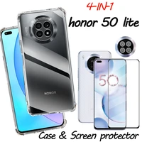 silicone case screen ptotector for honor 50 10x lait honor 50 lite front back accessories honor50 lite xonor 50 lite shockproof cover honor 50lite cases glass