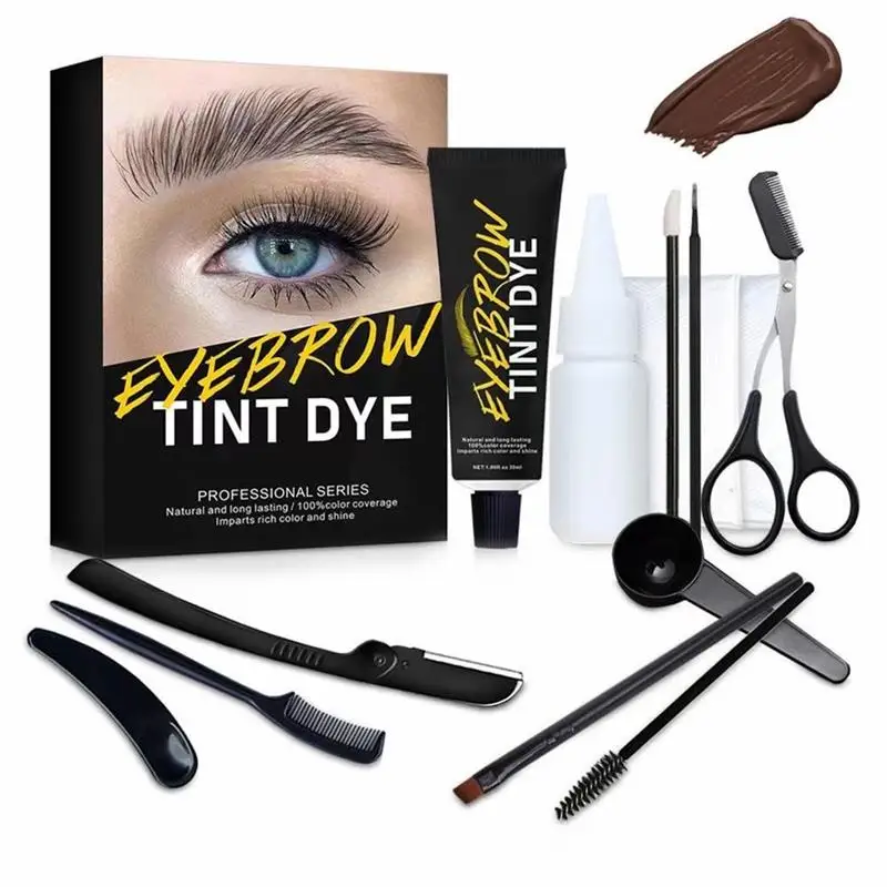

Eyebrow Dyeing and Eyebrow Trimming Set Long Lasting Eyebrow Dye Tint Kit for Professional and Beginner
