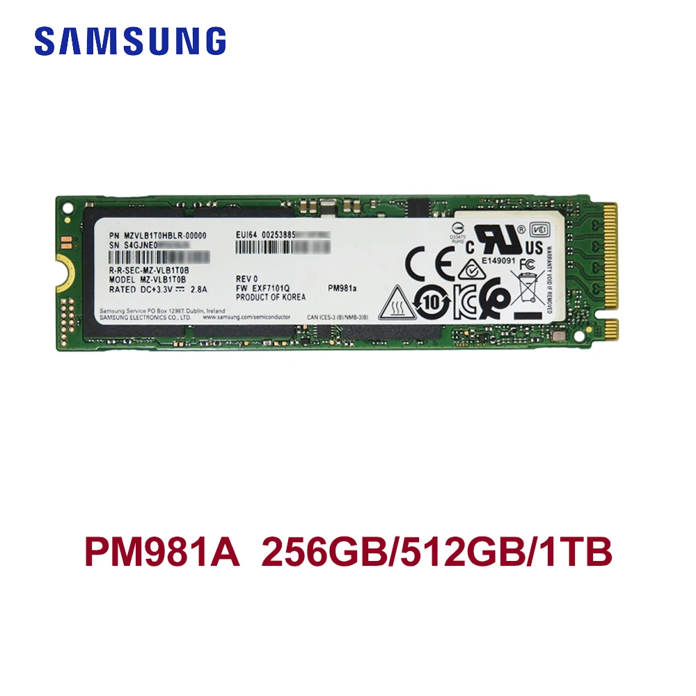 SAMSUNG NVME SSD PM981A, 256 , 512 , , M2 NVMe PCIe 3, 0x4