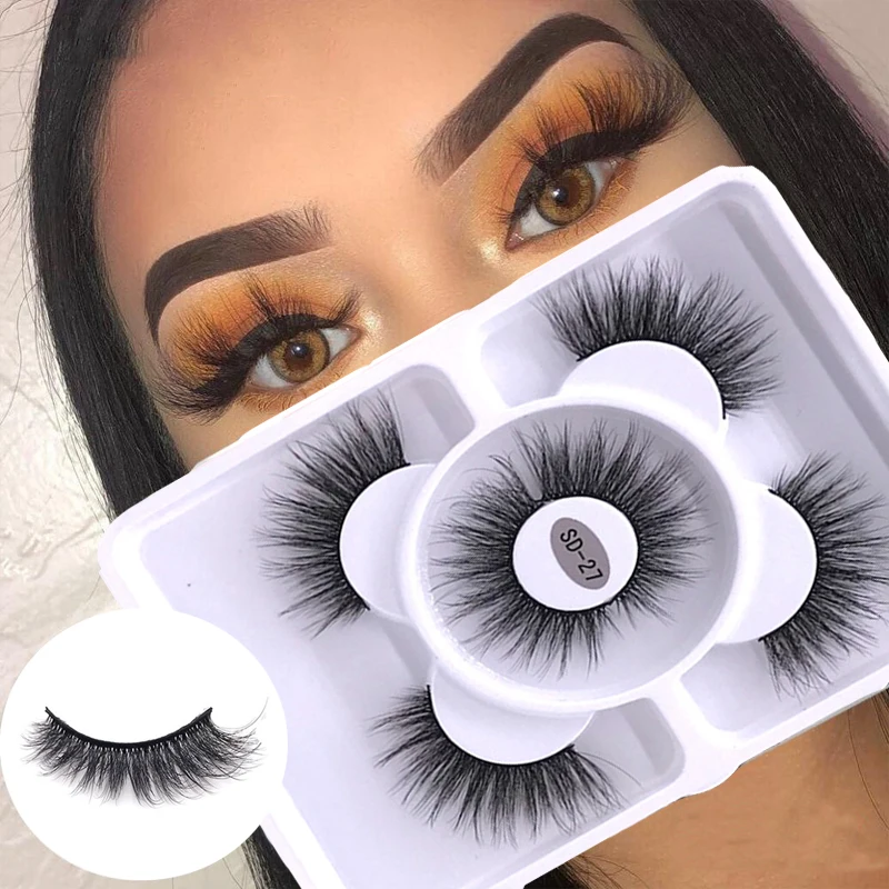 

3 Pairs of Chemical Fiber False Eyelashes Handmade Natural Long Thick CurlyEyelashes Eyelash Extension Supplies Eye Makeup Tools