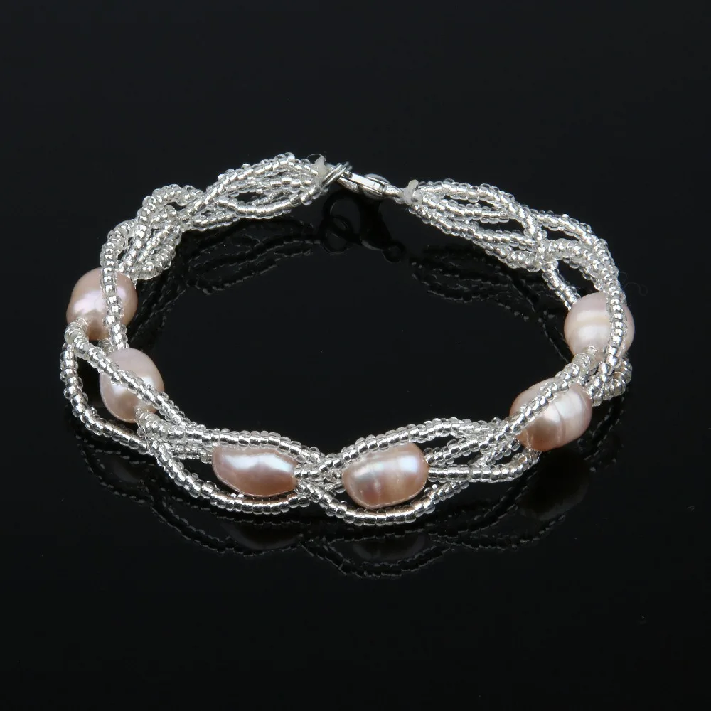 Женские браслеты из натурального пресноводного жемчуга 7-8 мм | Украшения и