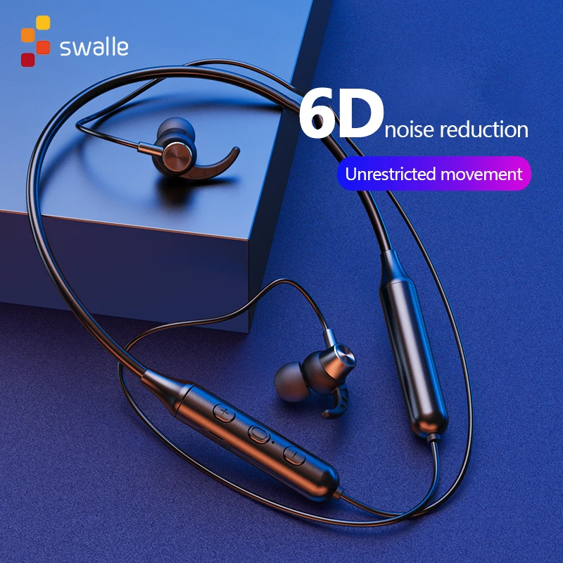 Беспроводные наушники Swalle оригинальные спортивные магнитные подвесные Bluetooth 5 0 HD