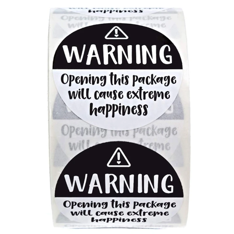 

500pcs Warnning Open This Package Will Cause Extreme Happiness Stickers 1.5 Inch
