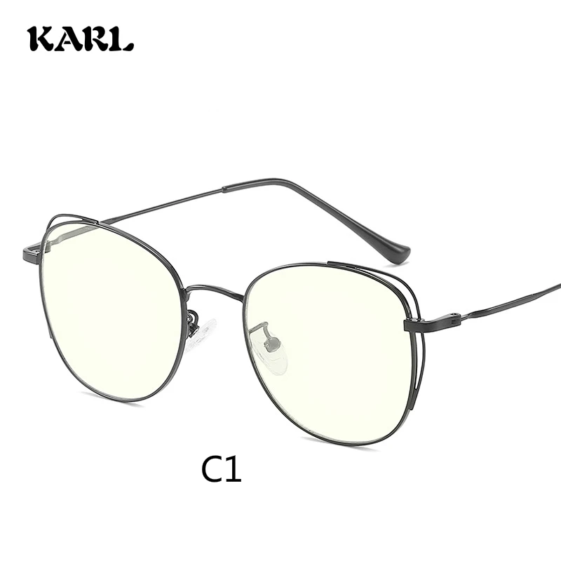 Bright black frame Computer Glasses Frame Eyewear Anti Blue Light Round Cat Eye Glasses Blue Light Glasses Women Anti Radiation Screen Eyeglasses - Цвет оправы: Bright black frame