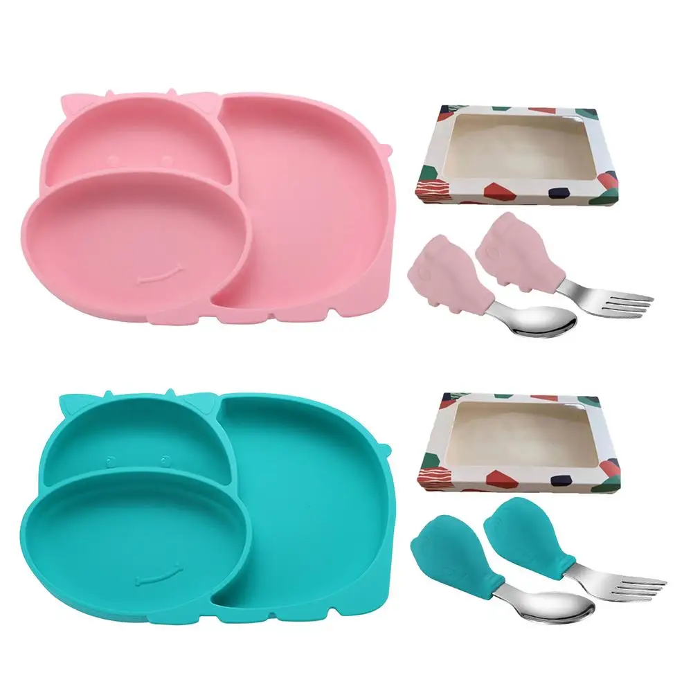 

Силиконовые безопасные тарелки на присоске для малышей, силиконовая чаша для малышей, милая мультяшная детская тарелка, всасывающая детска...