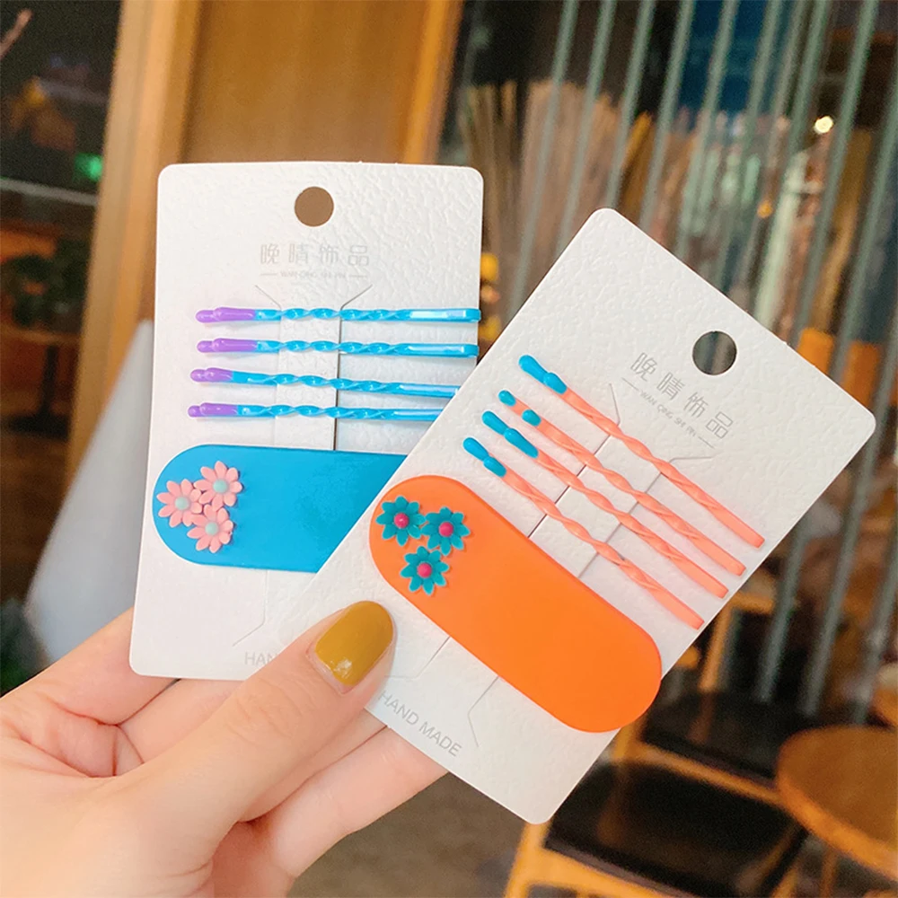 Hyun ветер цвет конфеты милая девушка челка заколка для волос края зажим BB a слово