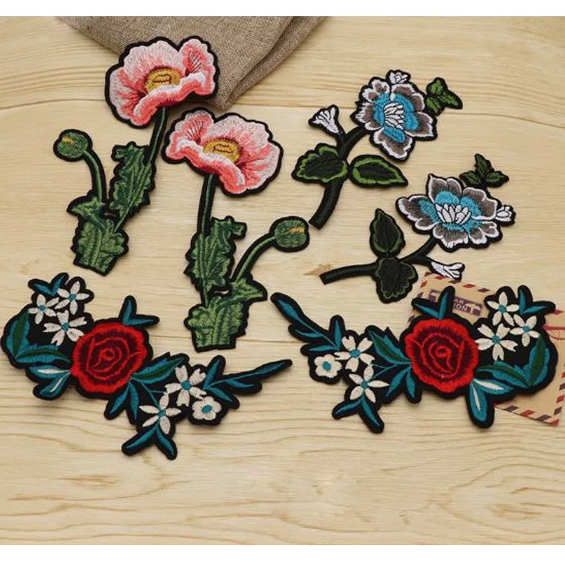 Вышивка цветок сливы аппликация Одежда патч ткань наклейка утюгом на крафт