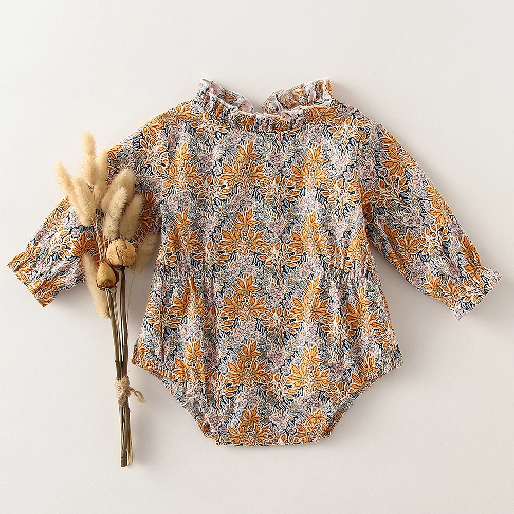 

Classic Printed Rompers For Baby Girl Long Sleeve Newborn Baby Girl Romper One-piece Clothes Gift For Baby Girl
