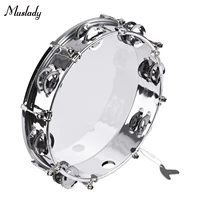muslady 8 10 inch hand drum with double row jingles tambourine handbell percussion instrument for kids early education