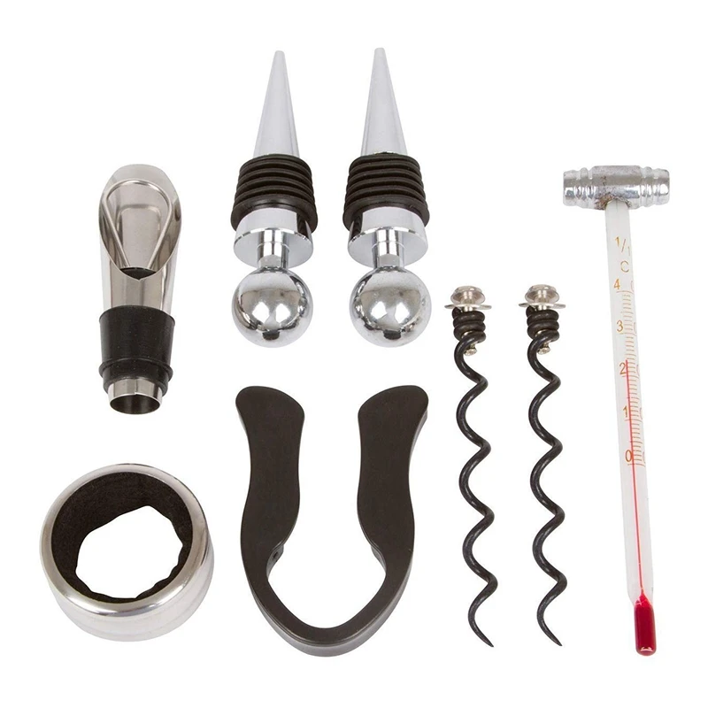 

Red Wine Bottle Opener Set Alloyrabbit Opener Stopper Pourer Set in Box Wooden Case Bottle Opener Suit Open Wine Kit Wine