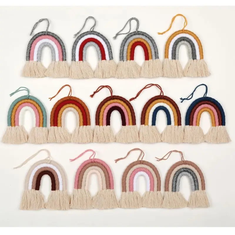 Macrame Rainbow Wall Hanging Decorative Colored Toy for Boho Home Decor Party Supplies Baby Shower Nursery Dorm Room | Игрушки и хобби