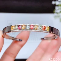 kjjeaxcmy fine jewelry 925 sterling silver inlaid natural colored sapphire female bracelet luxury support detection