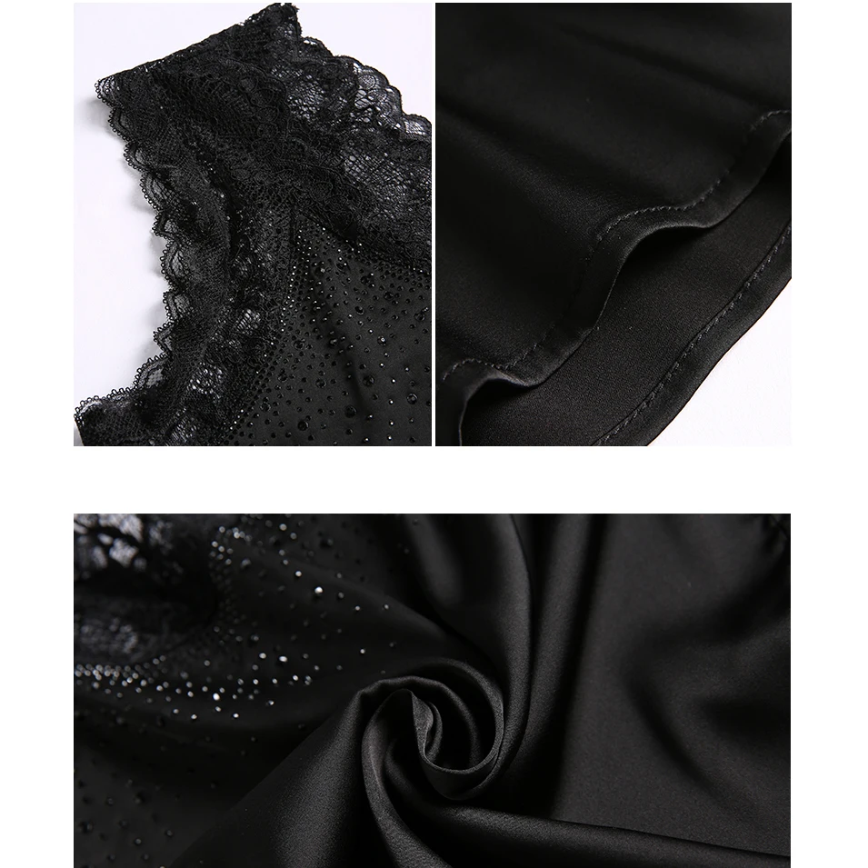 

LJSXLS Summer Black Lace Patchwork Tank Women 2021 The New Silk Hot Drilling Sweet Female Sleeveless Camisole Women Tops Femme