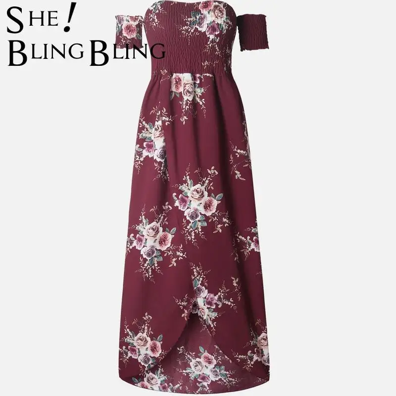 SheBlingBling размера плюс 4XL 5XL летнее платье до щиколотки с открытыми плечами и