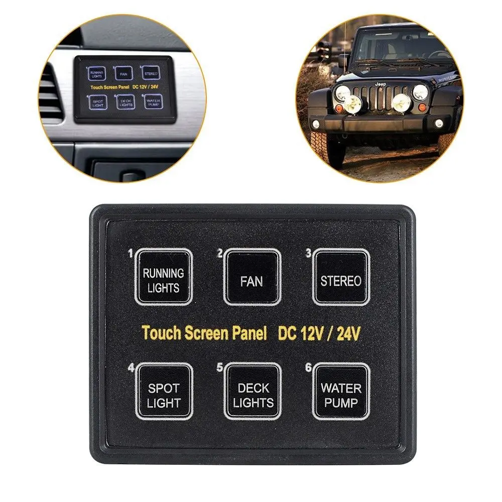 2020 new sale 2V/24V 6 Gang LED Switch Panel Slim Touch Control Box for Car Marine Boat | Автомобили и мотоциклы