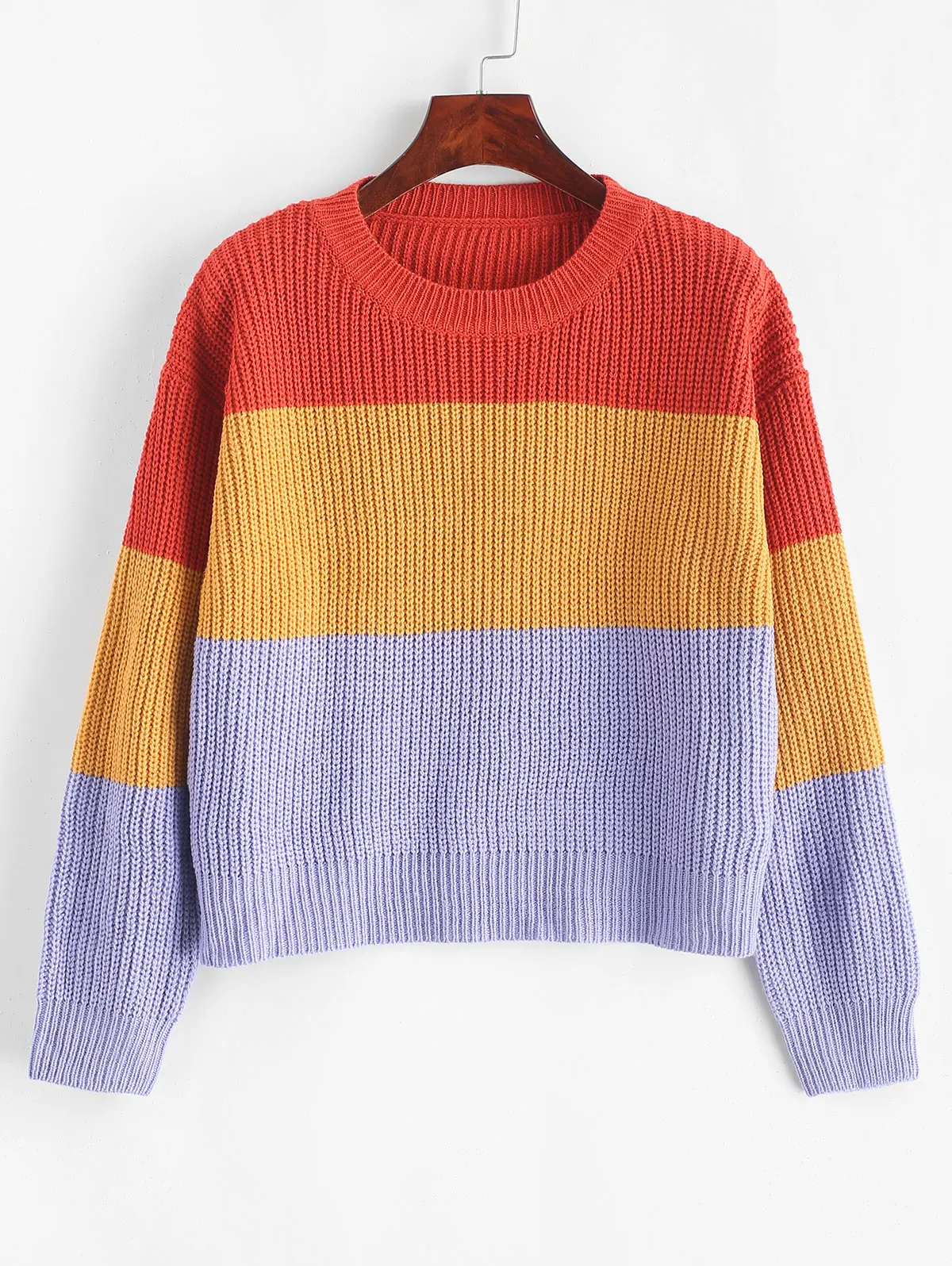 Женский контрастный свитер Zaful зимний Повседневный пуловер в полоску с круглым