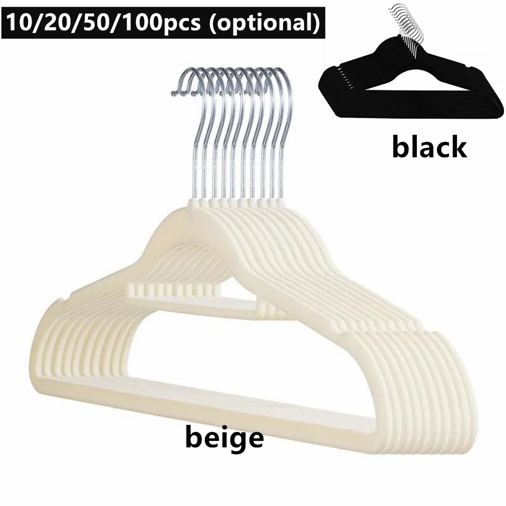 

10-100pcs Ultra-thin Velvet Non-slip Hanger Space Saving Hanger Clothes Clothing Hanger Closet Organizer Home Tool Storage Rack