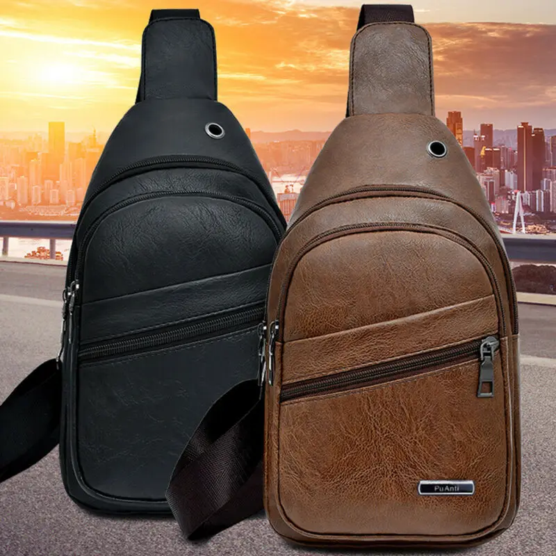 Мужская и женская сумка на ремне нагрудная кожаная для путешествий спортивная