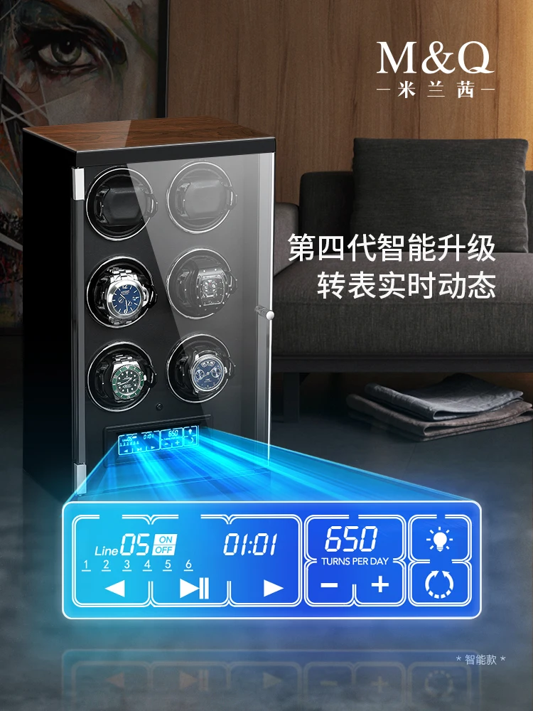 Luxury 1 4 6 Watch Winder Auto Silent Mabuchi Motor LED Touch Display Winding Mechanical Watches Storage Case Uhrenbeweger | Наручные