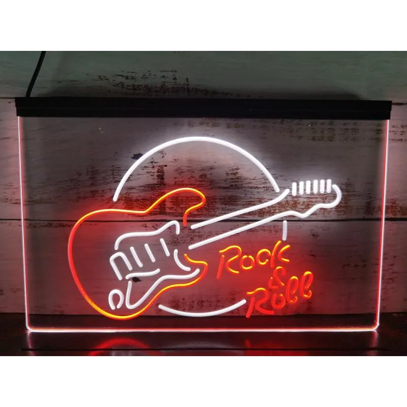 

SS139 Rock & Roll Electric Guitar Band Room Music Dual Color LED Neon Sign