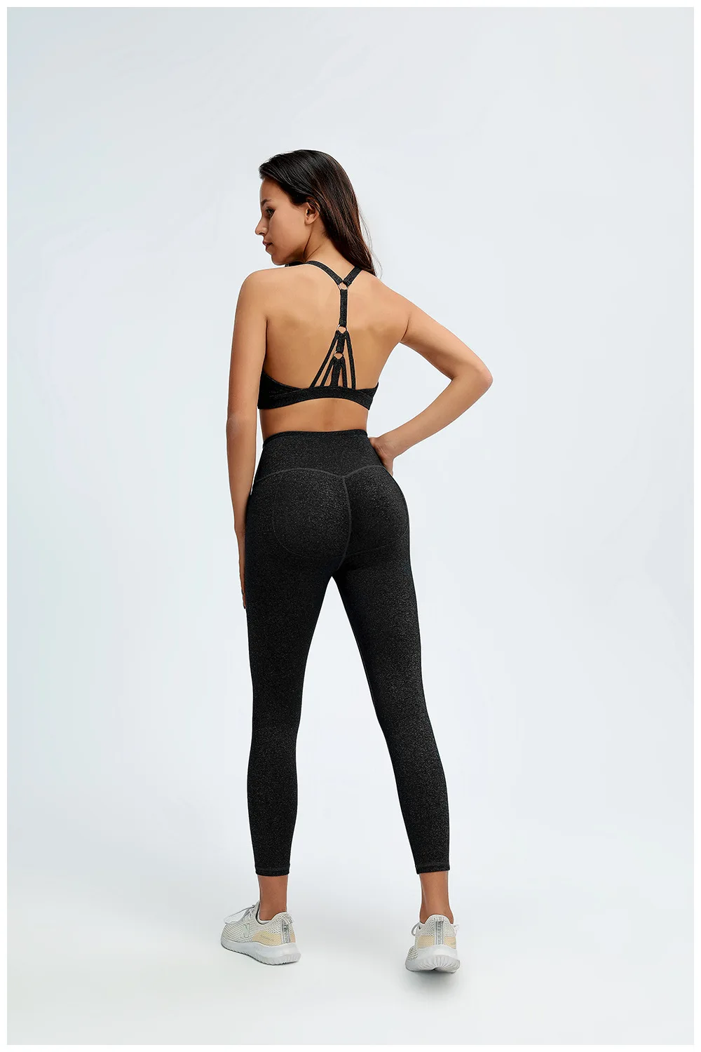 

Women's Yoga Workout Clothes Breathable Cross Exposed Clavicle Sexy Low-Cut Buttocks Yoga Clothes Suit Nude Fitness Experience