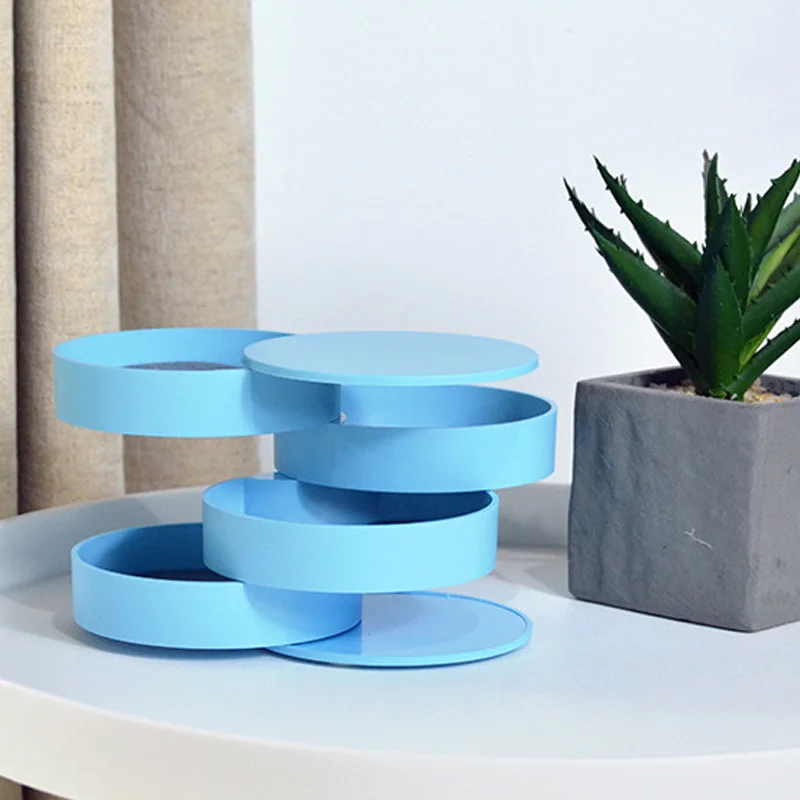 4 цвета ABS слоя коробка для хранения ювелирных изделий вращающаяся спальня