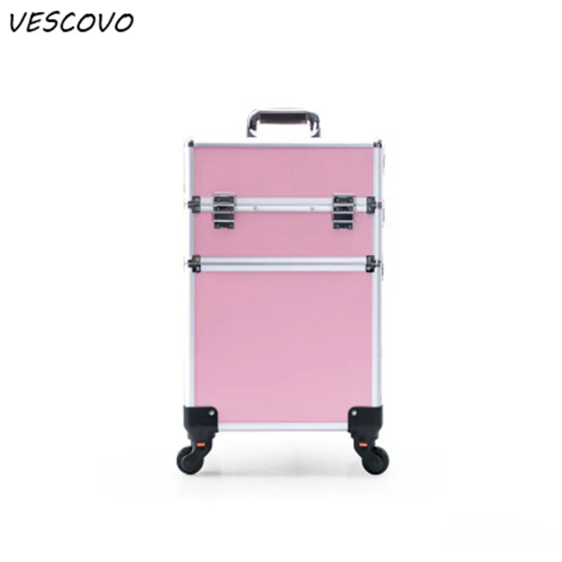 Многослойный профессиональный косметический чехол VESCOVO на колесиках