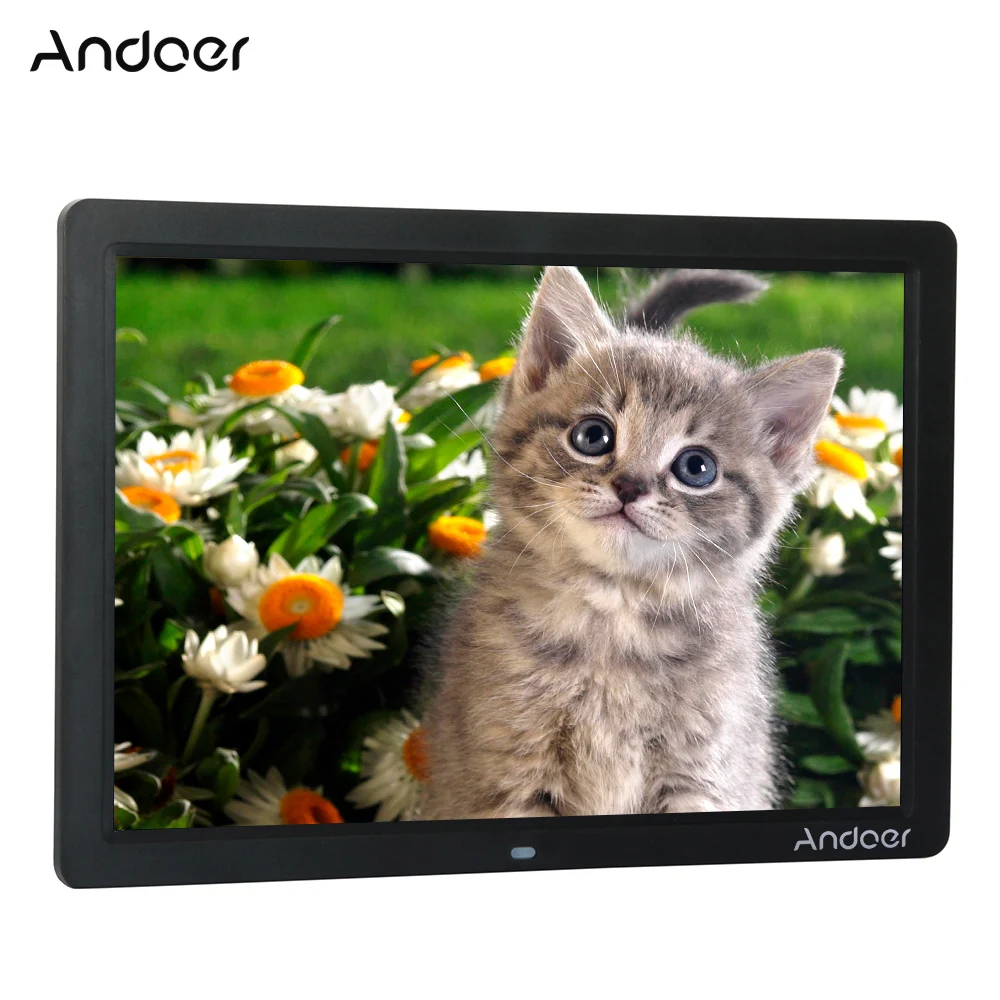Andoer 15 дюймов Экран светодиодный Подсветка HD 1280*800 цифровая фоторамка электронный альбом для фотографий Музыка Фильмы Функция подарки - Цвет: Черный