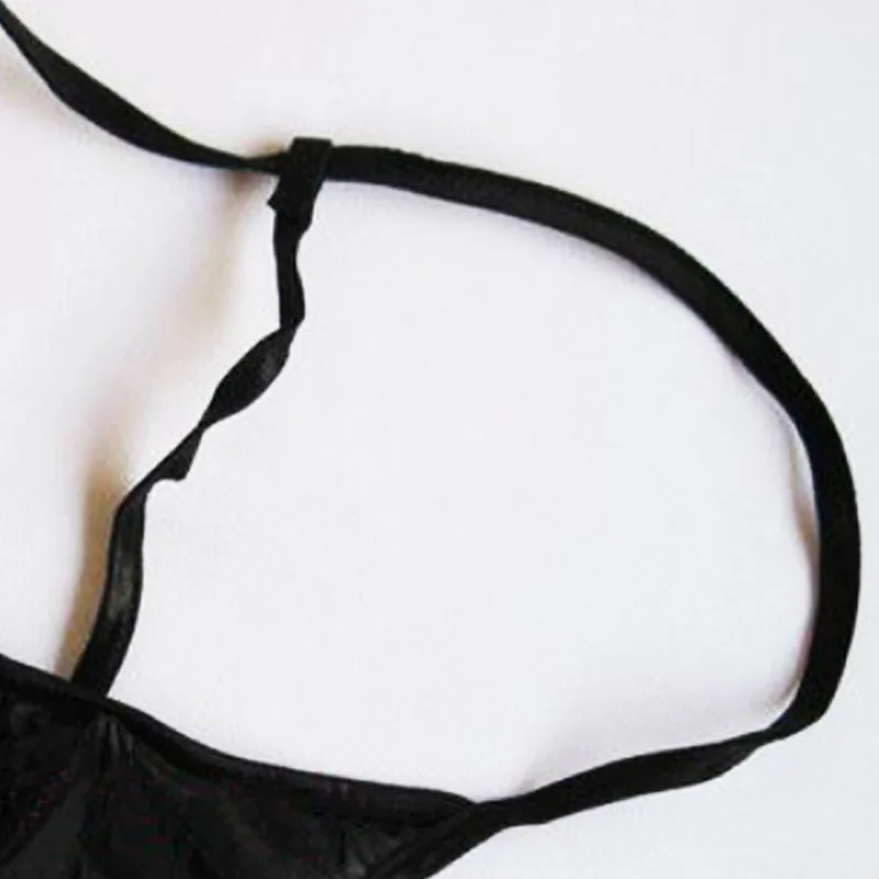 Мужские трусы брифы с отверстием для пениса черные шелковые открытым мешочком