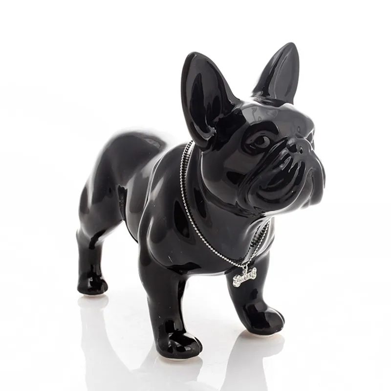 

FRENCH BULLDOG STATUE DOG ART SCULPTURE CERAMIC CRAFTS HOME DECORATION OBJECTS ORNAMENT PORCELAIN ANIMAL FIGURINE DECOR R4198