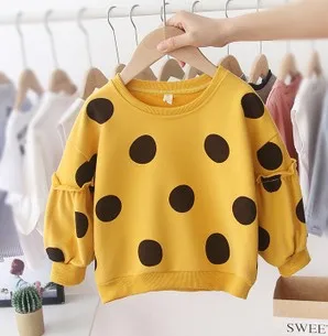 2019 Autumn Winter Sweaters Newborn Kid Baby Girls Clothes Long Sleeve Polka Dot Pullover Tops Knitted Cotton Kids 1-6T | Мать и ребенок