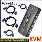 WVVMVV 4-портовый kvm-переключатель USB 2,0 VGA разветвитель для принтера мыши флеш-накопителя коммутатор 1440*1920 VGA переключатель адаптер