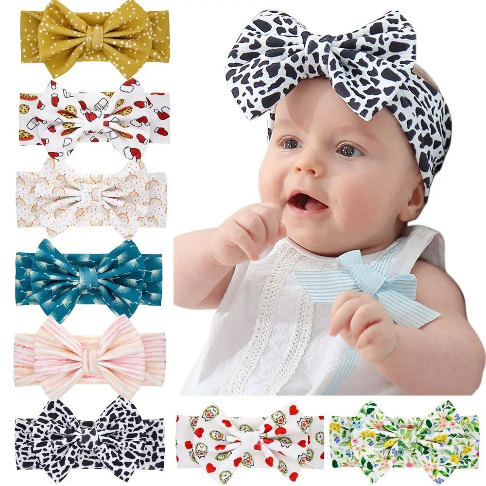 

24pc/lot Newborn Girls 5" Print patterned bows,Dot/Floral/Leopard/Caw Spot Print Head wraps Turban Headbands Kid Head Band