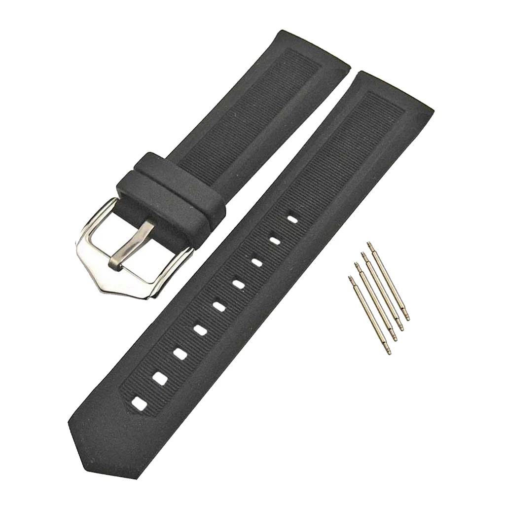 

Soft Silicone Waterproof Rubber Watchband Strap Belt 19/21/24mm + 4 Spring Bar