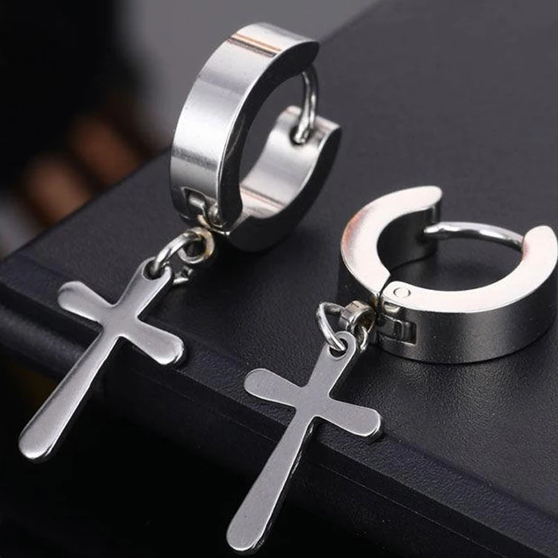 Женские и мужские модные Подвесные серьги в стиле панк с крестом хрящевой