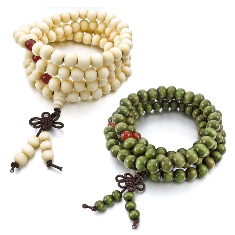 2 предмета 8 мм Дерево Цепочки и ожерелья тибетский сандалии 108 шт. Шариков