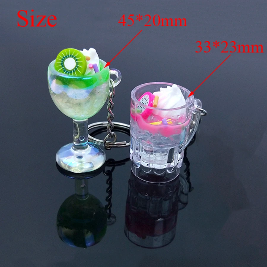 Акриловые милый брелок сока мороженого раковины дрейф бутылка с подвеской для