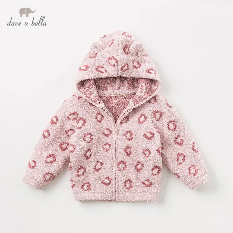 DBW11660 dave bella autumn winter baby girls cute love hooded sweater coat children tops fashion infant toddler outerwear | Детская