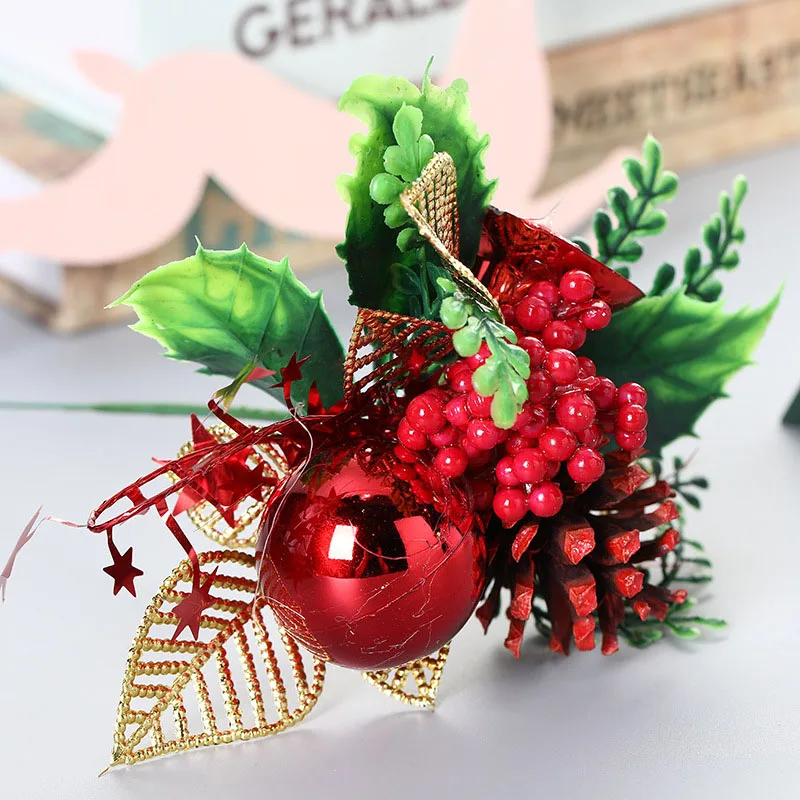 2pcs artificial flower red pearl stamen berrie branch for Christmas decoration DIY wedding gift box craft fake | Дом и сад