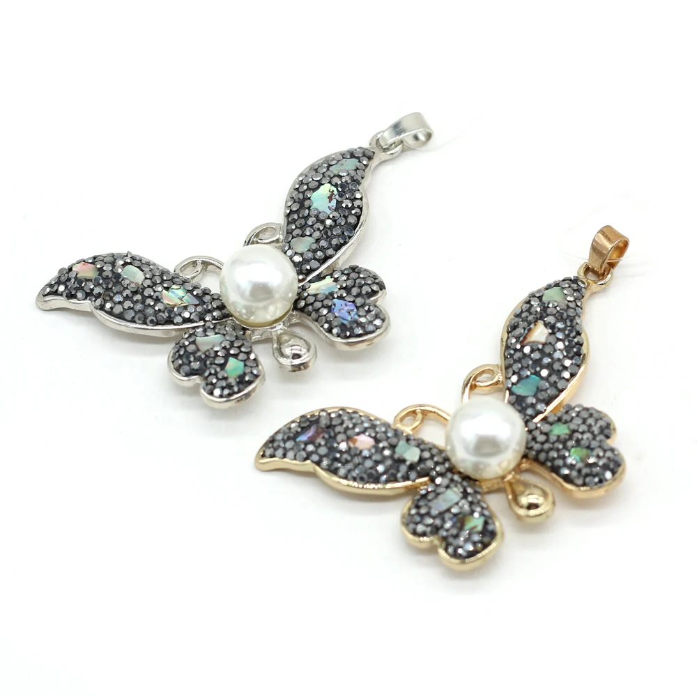 

Fine Natural Stone Pearl Pendants Reiki Heal Cute Butterfly Charms for Tribal Jewelry Making DIY Women Necklace Earrings Gifts
