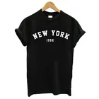 Женская футболка с принтом Нью-Йорка, черная или белая футболка с графическим принтом 90-х, 2022